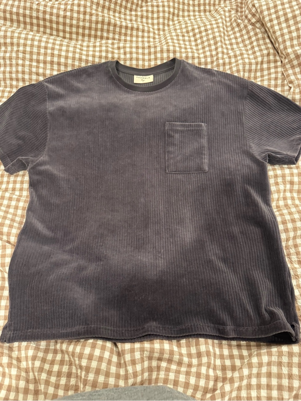 YoungLA Short-Sleeve Corded Pocket Tee - Charcoal Gray